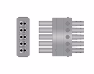 Connector for Compatible 5-lead ECG Leadwire with Grabber/Pinch end Individual 0.9m AHA (comparable to Schiller 2.410316)