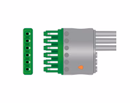 Connector for Compatible 3-lead ECG Leadwire with Grabber/Pinch end Molded 0.9m AHA (comparable to Draeger MP03402)