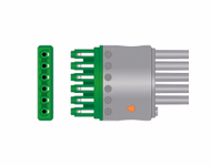 Connector for Compatible 5-lead ECG Leadwire with Grabber/Pinch end Molded 0.9m AHA (comparable to Draeger MP03424)