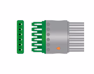 Connector for Compatible 6-lead ECG Leadwire with Grabber/Pinch end Molded 0.9m AHA (comparable to Draeger MP03406)