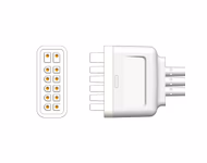Connector for Compatible 3-lead Telemetry ECG Leadwire with Grabber/Pinch end Molded 0.9m AHA (comparable to Mindray 009-004772-00)