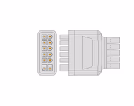 Connector for Compatible 5-lead Telemetry ECG Leadwire with Snap end Molded 0.9m AHA (comparable to Mindray 009-004783-00)
