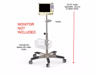 Roll Stand for Patient Monitor – 27'' Nylon Base, Brake Wheels, Height 33.5''–44.5'', Basket 13''W x 8''D x 5''H, 28kg Capacity on 10° Ramp 10 Pcs / Box SKU: 6001