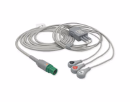 Compatible 3-lead One-Piece ECG Cable with Snap end (for use with Draeger) AHA Reusable, Limb Lead, 2.5m+0.9m, Respiratory Rate SKU: EC-3027S-A