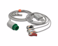 Compatible 3-lead One-Piece ECG Cable with Grabber/Pinch end (for use with Biolight) AHA Reusable, Limb Lead, 2.5m+0.9m, Defib-Proof (with Resist) SKU: EC-3052RG-A