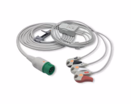 Compatible 3-lead One-Piece ECG Cable with Grabber/Pinch end (comparable to Comen 040-000908-00(w/o R)) AHA Reusable, Limb Lead, 2.5m+0.9m, Respiratory Rate SKU: EC-3057G-A