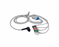 Compatible 4-lead One-Piece ECG Cable with Grabber/Pinch end (for use with Corpuls) AHA Reusable, Chest Lead, 1.55m+0.6m, Defib-Proof (with Resist) SKU: EC-4068RG-A