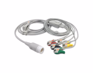 Compatible 5-lead One-Piece ECG Cable with Grabber/Pinch end (comparable to Philips 989803143191) IEC Reusable, Limb + Chest Lead, 2.5m+0.9m, Defib-Proof (with Resist) SKU: EC-5005RG-I