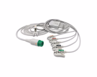 Compatible 5-lead One-Piece ECG Cable with Grabber/Pinch end (comparable to Mindray EA6251A) AHA Reusable, Limb + Chest Lead, 2.5m+0.9m, Respiratory Rate SKU: EC-5016G-A
