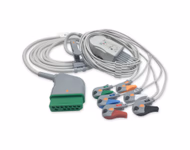 Compatible 6-lead One-Piece ECG Cable with Grabber/Pinch end (for use with Nihon Kohden) AHA Reusable, Limb + Chest Lead, 2.5m+0.9m, Respiratory Rate SKU: EC-6013G-A