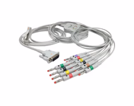 Compatible 10-lead Diagnostic(EKG) One-Piece ECG Cable with 4mm Banana end (comparable to Philips M3703C) IEC Reusable, Limb + Chest Lead, 2.2m+mixed 0.8m/1.2m, Defib-Proof (with Resist) SKU: EKC10R-PH-B-I