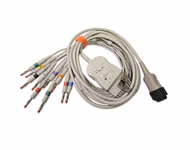 Compatible 10-lead Diagnostic(EKG) One-Piece ECG Cable with 4mm Banana end (comparable to Kenz PC-104) AHA Reusable, Limb + Chest Lead, 2.2m+mixed 0.8m/1.2m, Respiratory Rate SKU: EKC10-KZA-B-A