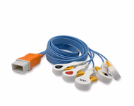 Compatible 5-lead ECG Leadwire with Radiolucent Lead Wire with Snap End end Molded 0.9m AHA (comparable to Kendall 33136R72(72")) Disposable, Limb + Chest Lead, Lead Type: Covidien/Kendall, Radiolucent SKU: ELDER-CV5-90S-A