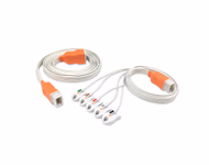 Compatible 5-lead One-Piece ECG Cable with Grabber/Pinch end (for use with Covidien) AHA Disposable, Limb + Chest Lead, 2.0m+0.9m SKU: ELDG-CV5-(22)90G-A