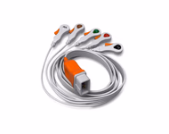 Compatible 5-lead ECG Leadwire with Snap end Molded 0.9m AHA (comparable to Covidien 33136) Disposable, Limb + Chest Lead, Lead Type: Covidien/Kendall, Shielded SKU: ELD-CV5-90S-A