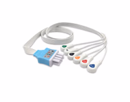 Compatible 6-lead ECG Leadwire with Snap end Molded 0.9m AHA (for use with Nihon Kohden) Disposable, Limb + Chest Lead, Lead Type: Nihon Kohden(BR-9XXP), Shielded SKU: ELD-NKB6-90S-A