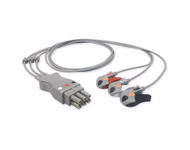 Compatible 3-lead ECG Leadwire with Grabber/Pinch end Molded 0.9m AHA (comparable to Datex Ohmeda 545317-HEL) Reusable, Limb Lead, Lead Type: Datex 300 Series, Shielded SKU: EL-DX3-90G-A