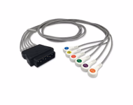 Compatible 6-lead ECG Leadwire with Snap end Molded 0.9m AHA (comparable to Physio-Control 11110-000103) Reusable, Chest Lead, Lead Type: Physio-Control, Shielded SKU: EL-MDBV6-90S-A