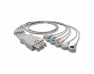 Compatible 6-lead ECG Leadwire with Snap end Molded 0.9m AHA (comparable to Nihon Kohden BR-916PA) Reusable, Limb + Chest Lead, Lead Type: Nihon Kohden(BR-9XXP), Shielded SKU: EL-NKB6-90S-A