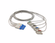 Compatible 5-lead ECG Leadwire with Grabber/Pinch end Molded 1.5m AHA (for use with Siemens) Reusable, Limb + Chest Lead, Lead Type: Siemens CT, Shielded SKU: EL-SMCT5-150G-A