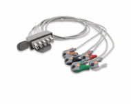 Compatible 5-lead Telemetry ECG Leadwire with Grabber/Pinch end Molded 0.9m AHA (comparable to Philips M2593A) Reusable, Limb + Chest Lead, Lead Type: Tele AA Twin-Pin, Shielded SKU: EL-TAA5-90G-A
