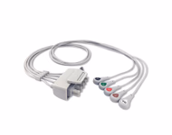 Compatible 5-lead Telemetry ECG Leadwire with Snap end Molded 0.9m AHA (comparable to Philips M2592A) Reusable, Limb + Chest Lead, Lead Type: Tele AA Twin-Pin, Shielded SKU: EL-TAA5-90S-A