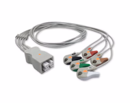 Compatible 5-lead Telemetry ECG Leadwire with Grabber/Pinch end Molded 0.9m AHA (comparable to GE Healthcare 394111-502) Reusable, Limb + Chest Lead, Lead Type: GE Tele FH, Shielded SKU: EL-TAF5-90G-A