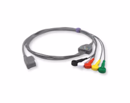 Connector for Compatible 5-lead Telemetry ECG Leadwire with Snap end Molded 0.9m IEC (comparable to GE Healthcare 2104810-001)