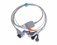Compatible 7-lead Telemetry ECG Leadwire with Snap end Molded 0.9m AHA (comparable to NorthEast NEMCA133) Reusable, Limb + Chest Lead, Shielded SKU: EL-TNTH7-90S-A