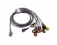 Compatible 10-lead Telemetry ECG Leadwire with Snap end Molded 0.9m AHA (for use with TIANZE) Reusable, Limb + Chest Lead, Shielded SKU: EL-TTZKT10-90S-A