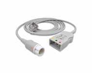 Connector for Compatible 3-lead with Defib-Proof (with Resist) ECG Trunk Cable IEC (comparable to Philips M1510A)