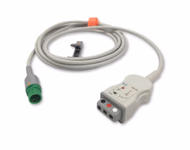 Compatible 3-lead with Respiratory Rate ECG Trunk Cable AHA (comparable to Siemens 5592162) Reusable, 2.5m, used with Safety Din Leadwire SKU: ET-3027-D-A