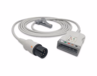 Compatible 5-lead with Respiratory Rate ECG Trunk Cable AHA (comparable to Criticare/CSI 1123) Reusable, Limb + Chest Lead, 2.5m, used with Criticare(CSI) Leadwire SKU: ET-5002-CSI-A