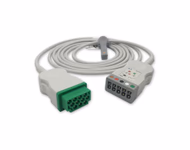 Compatible 3/5-lead with Respiratory Rate ECG Trunk Cable AHA (comparable to GE Healthcare 2017003-001) Reusable, Limb + Chest Lead, 2.5m, used with GE Multi-Link Leadwire SKU: ET-5004-MQ-A