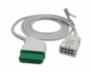 Compatible 3/6-lead with Respiratory Rate ECG Trunk Cable AHA (comparable to Nihon Kohden JC-906PA) Reusable, Limb + Chest Lead, 2.5m, used with Nihon Kohden(BR-9XXP) Leadwire SKU: ET-6013-NKB-A