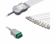Compatible 10-lead One-Piece ECG Cable with Snap end (for use with GE Healthcare) AHA Reusable, Limb + Chest Lead, 2.2m+mixed 0.9m/1.2m, Respiratory Rate SKU: EC-10004S-A