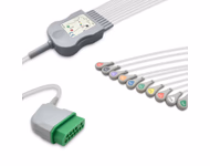 Compatible 10-lead One-Piece ECG Cable with Snap end (for use with Nihon Kohden) AHA Reusable, Limb + Chest Lead, 2.2m+mixed 0.9m/1.2m, Respiratory Rate SKU: EC-10013S-A