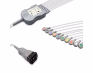 Compatible 10-lead One-Piece ECG Cable with Snap end (comparable to Zoll 8000-1007-02) AHA Reusable, Limb + Chest Lead, 2.2m+mixed 0.9m/1.2m, Defib-Proof (with Resist) SKU: EC-10037RS-A