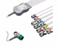 Compatible 10-lead One-Piece ECG Cable with Grabber/Pinch end (for use with Medtronic) AHA Reusable, Limb + Chest Lead, 2.2m+mixed 0.8m/1.2m, Defib-Proof (with Resist) SKU: EC-10039RG-A