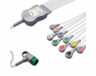 Compatible 10-lead One-Piece ECG Cable with Snap end (for use with Medtronic) AHA Reusable, Limb + Chest Lead, 2.2m+mixed 0.9m/1.2m, Defib-Proof (with Resist) SKU: EC-10039RS-A