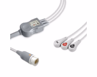 Compatible 3-lead One-Piece ECG Cable with Snap end (comparable to Philips M1972A) AHA Reusable, Limb Lead, 2.5m+0.9m, Defib-Proof (with Resist) SKU: EC-3005RS-A