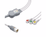 Compatible 3-lead One-Piece ECG Cable with Snap end (comparable to Philips M1981A) IEC Reusable, Limb Lead, 2.5m+0.9m, Defib-Proof (with Resist) SKU: EC-3005RS-I