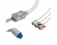 Compatible 3-lead One-Piece ECG Cable with Grabber/Pinch end (for use with Artema S&W) AHA Reusable, Limb Lead, 2.5m+0.9m, Respiratory Rate SKU: EC-3010G-A