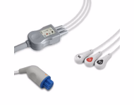 Compatible 3-lead One-Piece ECG Cable with Snap end (for use with Artema S&W) AHA Reusable, Limb Lead, 2.5m+0.9m, Respiratory Rate SKU: EC-3010S-A