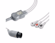 Compatible 3-lead One-Piece ECG Cable with Snap end (comparable to Nihon Kohden BC-763VA) AHA Reusable, Limb Lead, 2.5m+0.9m, Defib-Proof (with Resist) SKU: EC-3011RS-A