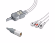 Compatible 3-lead One-Piece ECG Cable with Snap end (comparable to Draeger M35367) AHA Reusable, Limb Lead, 2.5m+0.9m, Respiratory Rate SKU: EC-3028S-A