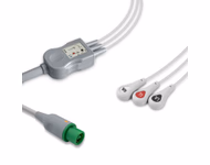 Compatible 3-lead One-Piece ECG Cable with Snap end (comparable to Fukuda Denshi 0012-00-1192) AHA Reusable, Limb Lead, 2.5m+0.9m, Respiratory Rate SKU: EC-3032S-A