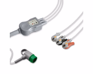 Compatible 3-lead One-Piece ECG Cable with Grabber/Pinch end (for use with Medtronic) AHA Reusable, Limb Lead, 2.5m+0.9m, Defib-Proof (with Resist) SKU: EC-3039RG-A