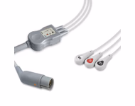 Compatible 3-lead One-Piece ECG Cable with Snap end (for use with M&B) AHA Reusable, Limb Lead, 2.5m+0.9m, Respiratory Rate SKU: EC-3043S-A