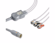 Compatible 3-lead One-Piece ECG Cable with Grabber/Pinch end (for use with CASMed) AHA Reusable, Limb Lead, 2.5m+0.9m, Respiratory Rate SKU: EC-3047G-A